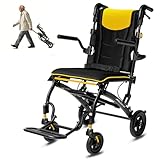 Transport Wheelchairs for Adults Lightweight Foldable Transport Chair with Telescopic Handle, Portable Folding Travel Transfer Wheel Chairs for Seniors