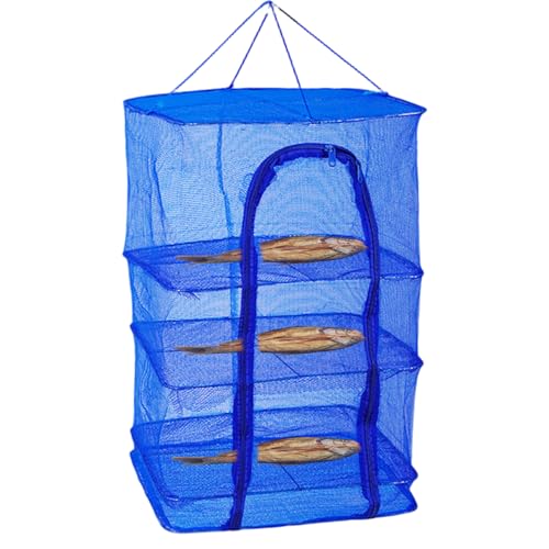 Ratería de secado, 3 capas Secador de hierbas plegables con ventana con cremallera, a prueba de moscas ＆ Bastante de plato de malla transpirable colgando para flores hidroponics, frutas, mariscos, ro