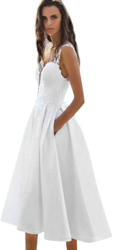 MINXINWY_Vestidos de Fiesta Mujer Largos, Nuevo Vestido Casual Vestido de  Noche de Encaje Sexy con Escote en V Profundo Vestido de Verano de Liga de  Las señoras Vestidos Cocktail Vestido Blanco :