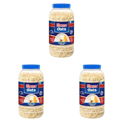 Image of Manna Oats 1Kg Jar, White oats. Source of protein and high in fibre. (Pack of 3)