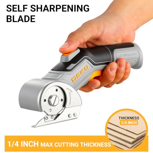 Cardboard Cutter Electric Scissors: DEKOPRO 4V Electric Box Cutter Cordless Electric Scissor with Safety Lock, Cardboard Cutter with 2 Blade, Type-c (Gray) by DEKOPRO - Image 2