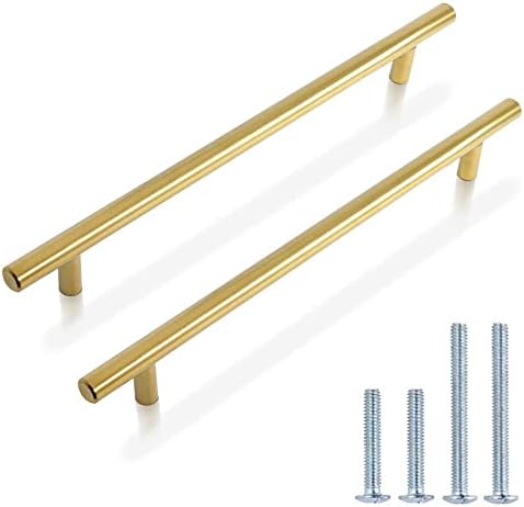 Probrico 20 X Gold Stainless Steel Kitchen Cabinet T Bar Handle Furniture Drawer Pulls Cuoboard Knobs PD1123HGD128(128mm Hole centers/192mm Long)