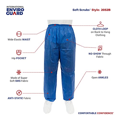 Soft Scrubs™, Denim Blue SMS Soft Scrub Pants, Wide Elastic Waist, Open Ankle, Hip Pocket2