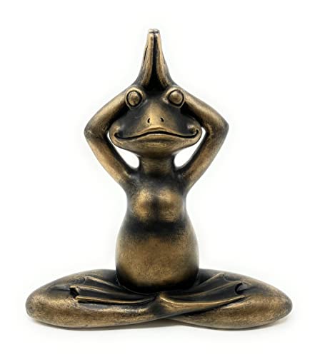 Nature's Mark 6" H Resin Meditating Yoga Frog Statue Figurine Home Decorative Accent Decor for Tabletop Living Room Bedroom Office Desktop Cabinet Shelf
