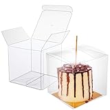 30 Pcs Candy Apple Box with Hole Top, Clear Gift Boxes, 4”x4”x4” DIY Plastic Boxes for Caramel Apples, Ornament Box for Wedding, Birthday, Party
