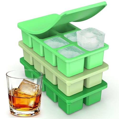 Large Silicone Ice Cube Trays with Lids, ZDPMK 3 Pack