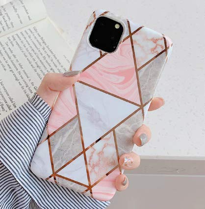 TopgadgetsUK iPhone 12 Pro Case 2020, Slim Luxury Plating Line Geometric Marble Bumper Soft TPU Silicone Drop Protection Gel Case Skin for iPhone 12 Pro (pink)