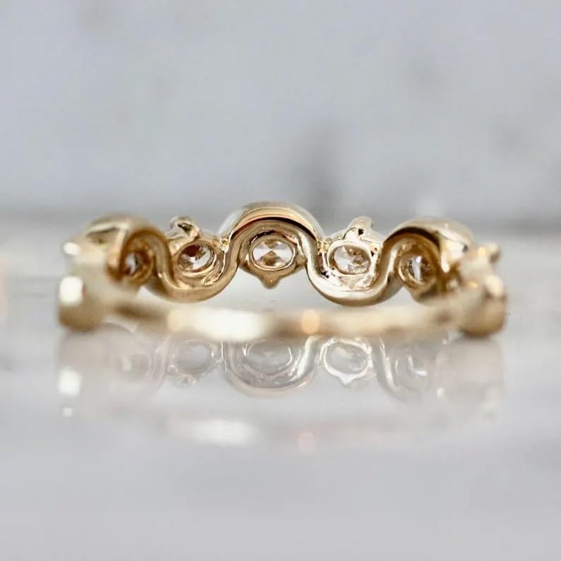 2.50 Ct Oval Cut Diamond Classic Curved Stackable Band Engagement Ring For Women 14K Yellow Gold Plated Wedding Ring 925 Sterling Silver Handmade Jewelry Valentine's Day Gift For Her2