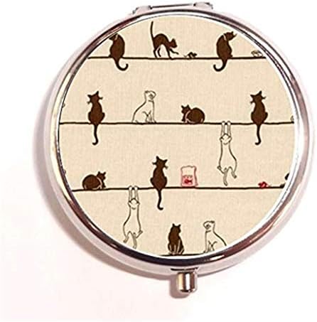 Cute Little Cat Family Custom Round Pill Box Tablet Medicine Pocket Purse Travel Pill Vitamin Decorative Box Case Holder