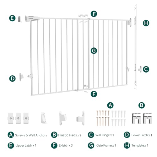 Babelio 31.5-55" No Bottom Bar Baby Gate Extra Wide, 2-in-1 Auto Close Dog Gate for The House, Stairs and Doorways, with Large Walk Thru Door, White by Babelio - Image 6