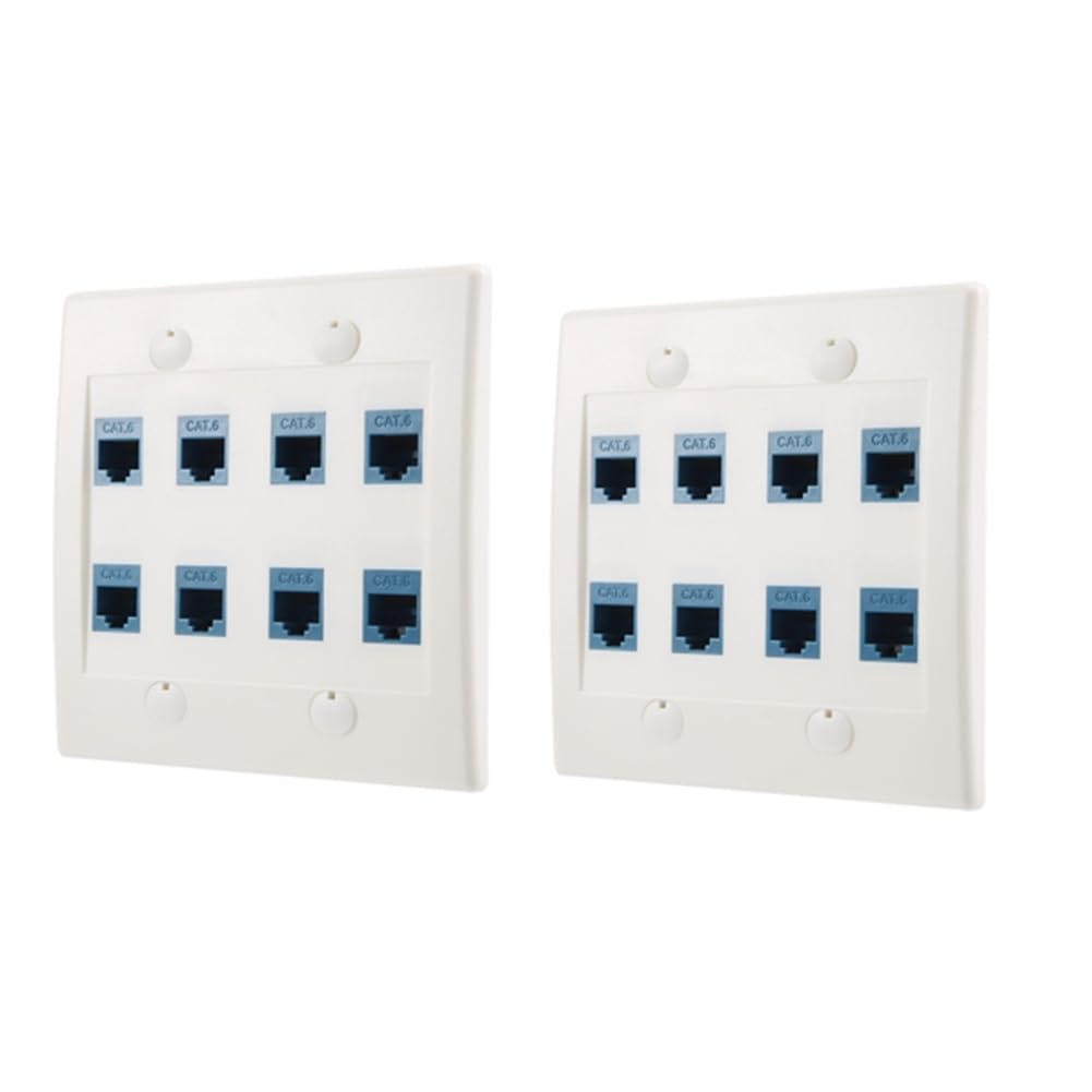 Osmond Ethernet Wall Plate 8 Port Double Gang Cat6 RJ45 Jack Network Cable Faceplate Rj45 Wall Plate