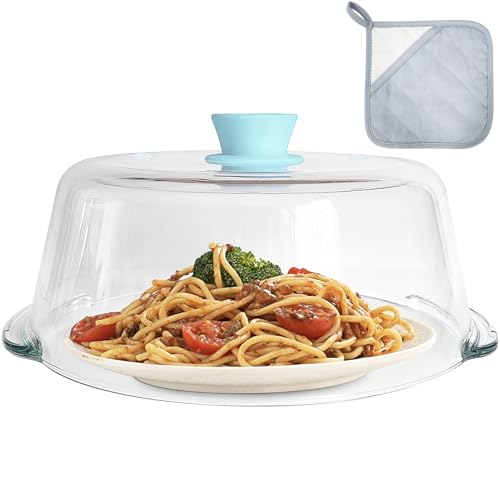 Tall Glass Microwave Splatter Cover for Food with Vent Hole 100% Food Safe 10in...