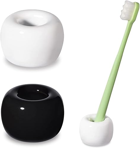 Miniatura 1 de HalfofLife Mini soporte para cepillos de dientes de cerámica para encimera de tocador de baño, soporte para cabeza de cepillo de dientes hecho a