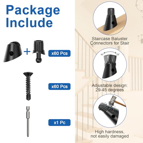CKE 50 Pack 3/4\" Black Round Aluminum Deck Balusters, 36\" Diameter Hollow Round Aluminum Balusters for Wood and Composite Deck Railings, Aluminum Deck Stair Spindles with Stair Conectors
