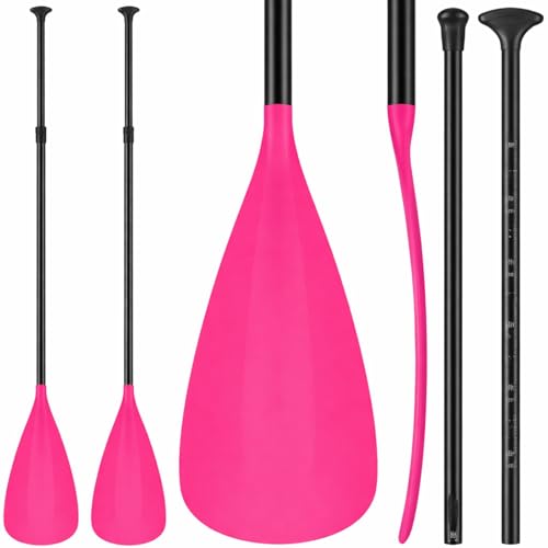 Image of Hollowfly 4 Set of 3 Pieces SUP Paddle Board Paddle Adjustable Paddleboard Lightweight Stand up Oar Aluminum Alloy Floating Replacement Oar Adjustable Aluminum Alloy Shaft for Surfing