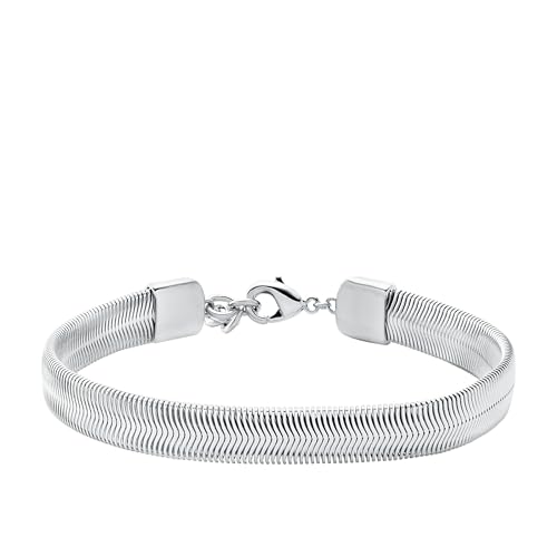 Image of Michael Kors Stainless Steel and Pavé Crystal MK Logo Chain Bracelet for Women, Color: Silver (Model: MKJ4730040), One Size, Brass, no gemstone
