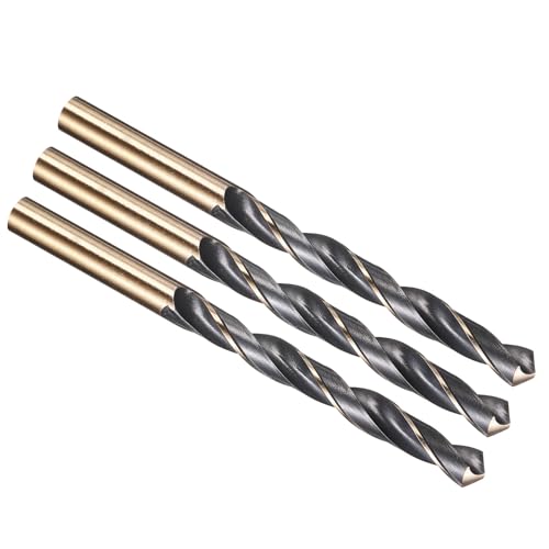 Image of PATIKIL 10mm Drill Bit, Jobber Straight Shank 4341 High-Speed Steel 118° Black and Gold Finish for Medium-hard Metal Steel Acrylic - 3 Pack
