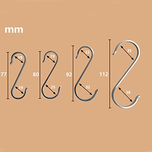 Heavy Duty 304 Stainless Steel S Shaped Metal Hanging Hooks for Hanging, Metal Kitchen Pot Pan Hanger Storage Rack Closet S Type Hooks(10PCS) by SeeRaphee - Image 6