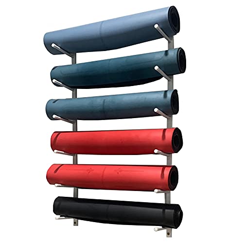 Support mural pour tapis de yoga à 6 niveaux en acier robuste pour gym