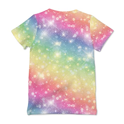 Ainuno Unicorn Shirts For Girls Graphic Tees Unicorn Girls Clothing Size 7-8 Pink Rainbow Shirts Short Sleeve Summer Top Crew Neck Outfits Cute Unicorn Printed Tshirts 3D Printed T,Unicorn Rainbow #TOP1