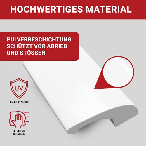 LouMaxx Balkontürgriff außen – Robuster Terrassentür Griff aus Aluminium - Wetterfester, langlebiger Türgriff Pulverbeschichtet in Weiß inkl. Bohrschablone & Montagematerial