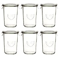 6 x svegii-vasetti da conserva 850 ml (3/4 litri) con anello in gomma e 2 morsetti