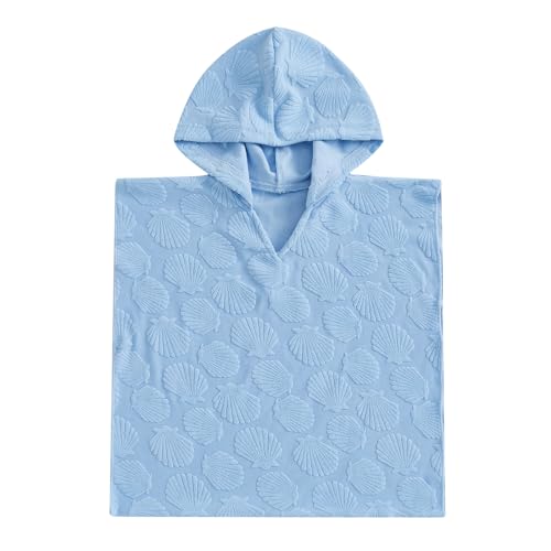 FYBITBO Baby Boy Girl Hooded Towel Poncho Terry Swimsuit Cover Up Beach/Pool/Bath Towels with Hood Bathing Suit Coverups (Blue Seashell, 1-2T)