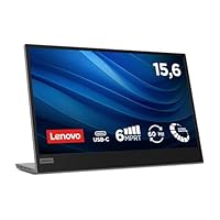 Lenovo L15 Monitor Portatile, Display 15.6″ FullHD IPS, 1920×1080, 60 Hz, 6 ms, Input 2xUSB-C, Cavo USB-C a USB-C, Regolabile in inclinazione, Grigio