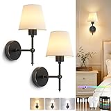 Dehobo Apliques de Pared Interior, Lámparas de Pared LED Recargables con Batería Juego de 2 Lámpara LED Ajustable, 3 Temperaturas 12 RGB, Mando - Ideal Dormitorio Salón Pasillo - Negro