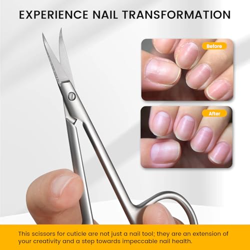 BEZOX Präzisions-Nagelhautschere mit gebogener Spitze – Scharfe Schere für abgestorbene Nagelhaut und Hangnägel im russischen Stil, professioneller Nagelhautschneider mit scharfer, dünner Klinge