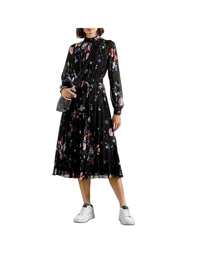 Ted Baker Naniro Midi-Kleid mit Plisseefalten aus Sandelholz - Schwarz -...
