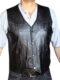 Men's Motorcycle Vest Genuine patchs Leather Black syle 950P