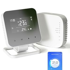 Beok Wireless Thermostat Battery/USB for Combi Boiler& Water Floor Heating