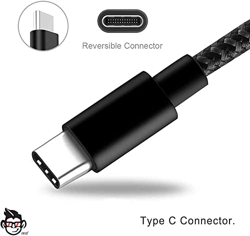 IWIO 3 Pin UK 1A 12W Plug and 3M Extra Long Durable Nylon Braided USB C/Type C Cable compatible with Kindle Paperwhite 6.8" 11th Generation 2021 (Black) - Image 2