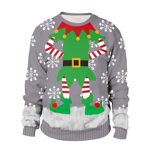 Ugly Christmas Sweatshirt for Men/Women Funny 3D Unique Hilarious Graphic Holiday Sweater Long Sleeve Pullover Top - Main Image