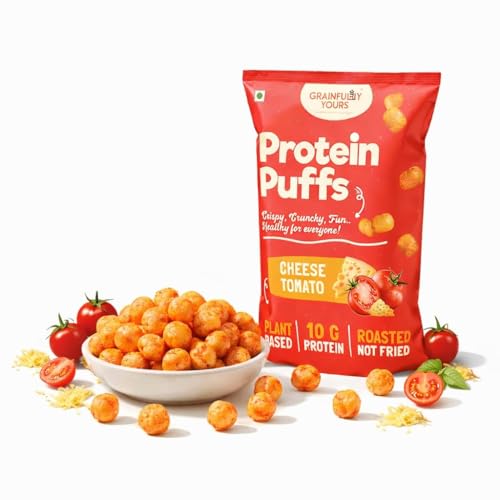 Image of Grainfully Yours Healthy Breakfast & Snack Combo - Pancake & Waffle Mix Cheeky Choco & Banana Butterscotch, Cheesy Tomato Protein Puffs, High Protein, Plant-Based, No Preservatives