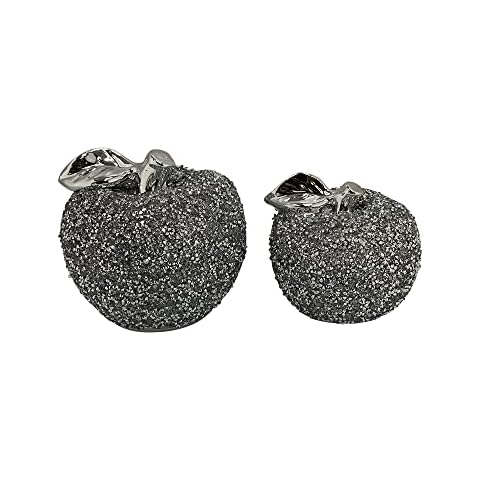 SPARKLE PALACE® Crushed Diamond Crystal Set of 2 Apple Set - Silver Sparkle- Crushed Diamond House Accessories for Bar or Counter - Ideal Set for Gift Cover