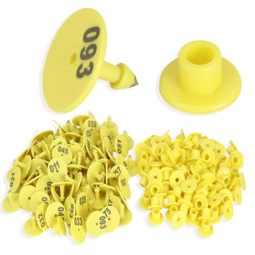 Étiquettes D'oreille De Bétail, 001-100 étiquettes D'oreille Numérotées étiquettes D'oreille De Bétail En Plastique Pour Moutons Bovins Veau Porc Carte D'identification Animale Ronde Accessoire De Bét