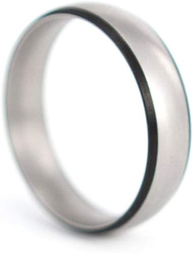 Miniatura 2 de Men's titanium and carbon fiber ring. Unique and modern wedding band. Water resistant, very durable and hypoallergenic. (00302_7N)