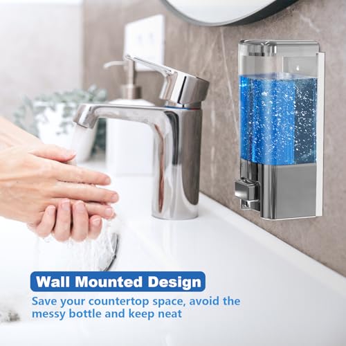 SVAVO Wall Mounted Soap Dispenser - Manual Kitchen Bathroom Soap Dispenser Hand Sanitizer Dispenser with Anti-Leakage Nozzle Container for Liquid/Gel/Shampoo/Shower Gel/Lotion/Cleaner, 17.oz/500ml by SVAVO - Used condition - Image 2