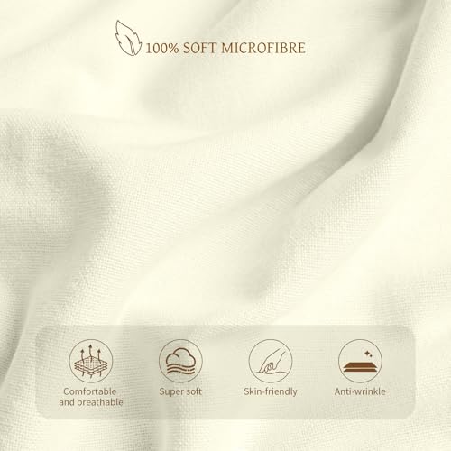 Image of HBHLFZ Full Fitted Sheet Only, Soft Breathable Bottom Sheet - 54 inchx75 inch Deep Pockets Full Size Fitted Sheet - All Around Stretch Fit, Wrinkle Resistant, Colorfast - Easy Care, RiceYellow