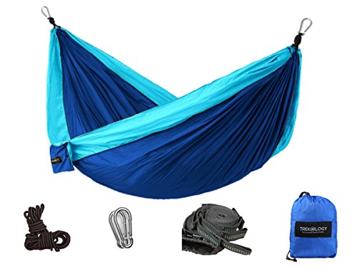 Trekology Portable Camping Hammock Set with Tree Straps - Best Heavy Duty Lightweight Nylon Parachute Hammocks for Single Person Sleeping, Backpacking, Camp, Travel, Beach, Yard, Garden, Hiking