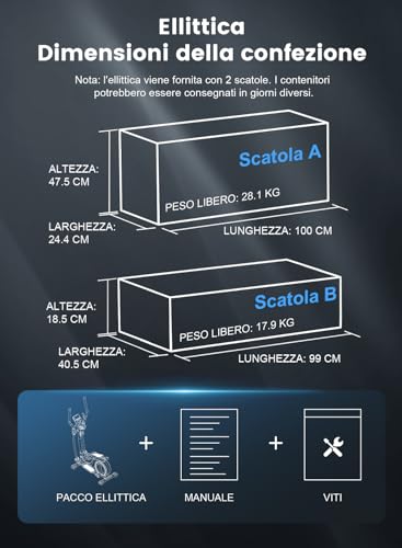 Cowmew Ellittica Da Casa, Ellittica Magnetica Ultra Silenziosa Con Resistenza A 16 Livelli, Volano Da 8 Kg, Passo Da 42 Cm Con Pedali Antiscivolo, Capacità Di Carico 150 Kg, Sensore Pluse, Monitor Lcd - 8