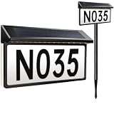 ROMANJOY Lampada Solare per Numero Civico, 56 LED, 3 Temperature di Colore (3000K/4500K/6000K), IP65 Impermeabile, Batteria 2000mAh, Montaggio a Piolo o a Parete, Incl. 26 Lettere & 30 Numeri