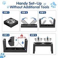 XIAZ Elevated Dog Bowls Large Breed Raised Dogs Bowl Stand Large/Medium Sized Dog Stainless Steel Food Water Bowl Stands 5 Heights Adjustable 9/11/12/14in Black Pet Feeder Dish Station — image 9