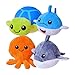 Produktbild TE-Trend 4 Stück Stressball Set  Plüsch Squishies Meerestiere  Fidget Toys Anti-Stress Bälle  Quetschball Set für Kinder  12 cm Mehrfarbig