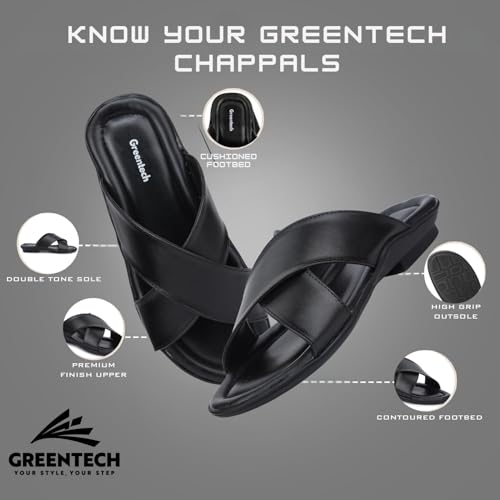 Image of Greentech's The Minimals Cross Strap Casual Sandals /Slippers for Men | Lightweight, Durable and Flexible Sandals | PU Double Strap I Cushioned Insole I Comfortable I