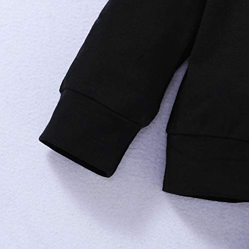 Toddler Baby Boy Clothes, Long Sleeve Letter Hoodies Top+Ripped Denim Pants 2pcs Fall Winter Outfit Sets Black Yellow