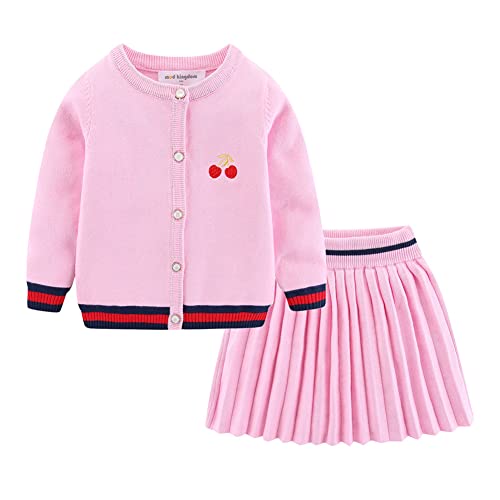 Image of Mud Kingdom Cute Little Girls Ribbed Knit Cardigan Skirt Set School Style