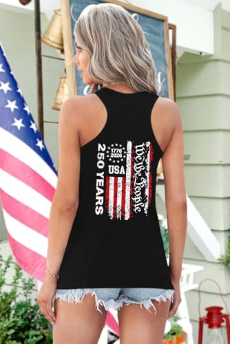 Image of Ithalt Womens American Flag Shirts 4th of July Outfits USA T-Shirt Patriotic Tank Shirt Fourth of July Sleeveless Tops